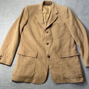 Vintage Brooks Brothers 100% Camel Hair Sport Coat 44L Blazer Jacket Union Made